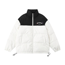 白底23冬季时尚百搭宽松字母印花PU皮加厚棉服MY406特批P95控158，男装棉衣，电商A247-1