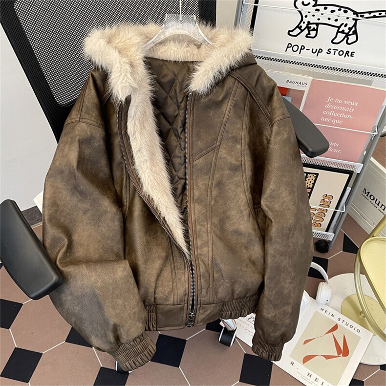 美式高街解构毛领连帽棉服男女cleanfit宽松潮流棉衣M0276-P140,男装棉衣,星座308B-1