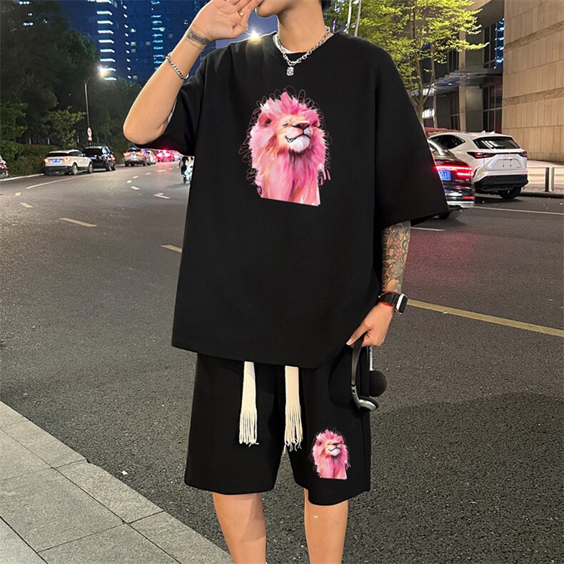 套装！华夫格套装短袖T恤短裤男HTZ528-特p：38,男装牛仔裤,电商B371