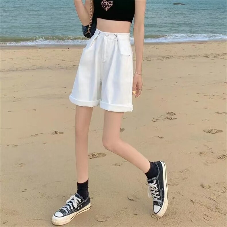 牛仔短裤女高腰夏季2025年新款宽松显瘦阔腿五分裤中裤潮ins热裤图片
