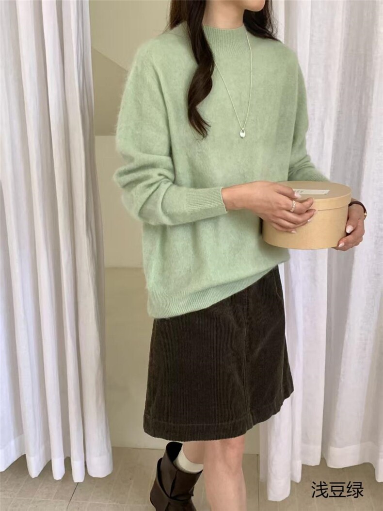 2025年秋季常规宽松型通勤单件半高领,女装羊毛衫,纳驰羊绒