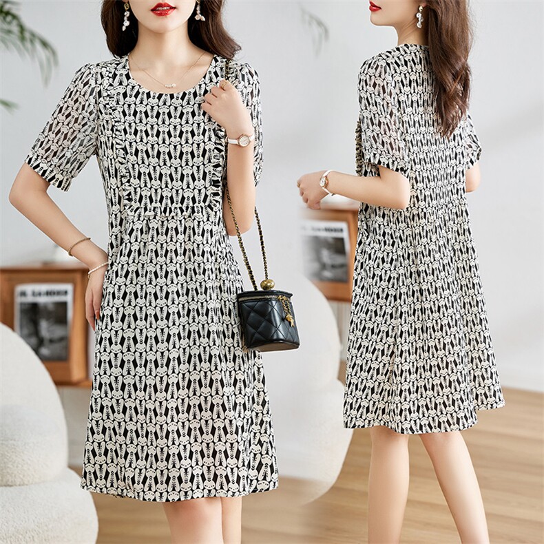 2023年夏季中长款潮流舒适有范优雅气质百搭连衣裙，女装连衣裙，魅丽静蓝