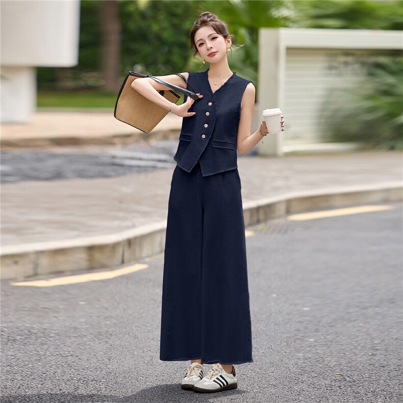 现货棉麻套装女2026年夏季夏季新款女装时尚气质休闲通勤两件套,女装套装/套裙,关键词