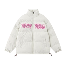 白底新款冬季时尚百搭字母印花美式棉服外套MY62063P85控118，男装棉衣，电商A268-1
