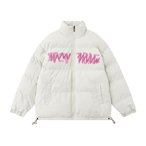 白底 新款冬季时尚百搭字母印花美式棉服外套MY62063P85控118图片