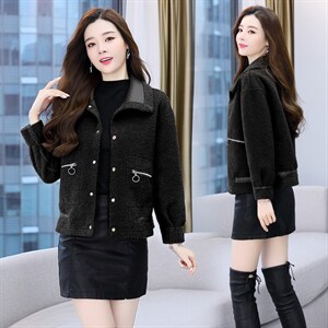 2024年冬季现货时尚休闲可两面穿皮毛一体皮衣外套，女装短外套，臻衣坊