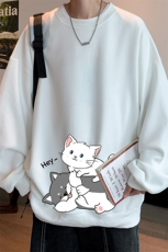 华夫格卫衣圆领卫衣男大码长袖t恤男外套HW76300-P30加绒款-P40，男装卫衣，电商A040