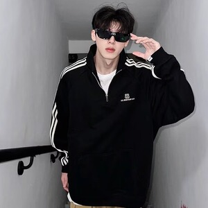 网图现货 美式宽松半拉链立领卫衣男W26/P45图片