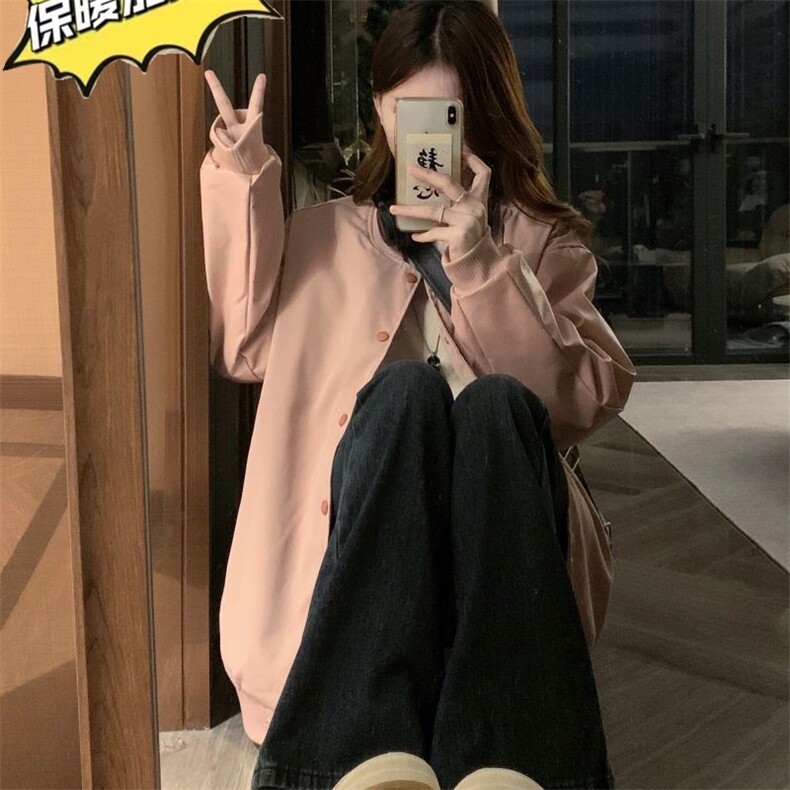 美式棒球服夹克上衣2024冬季粉色加厚B508P68,男装夹克,星座1116-2