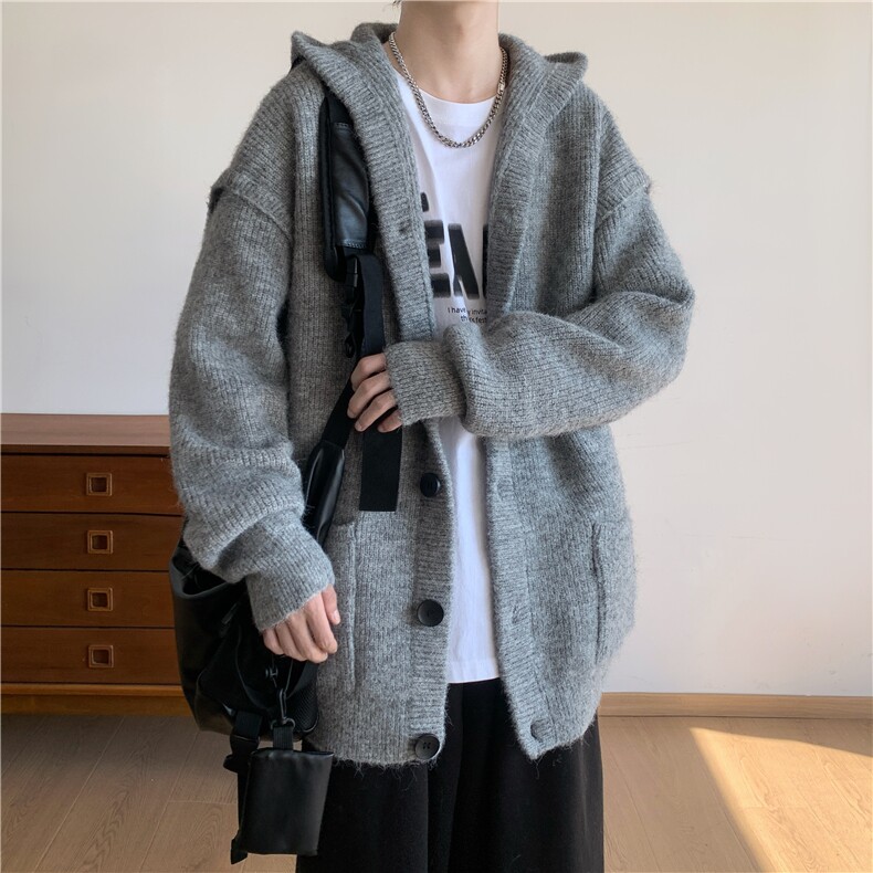 现货高品质连帽加厚羊毛针织衫外套毛衣开衫W8601-特P75图片
