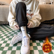 帅气港风ins潮羊羔毛棉裤男冬季韩版加绒保暖束脚裤K77P55限78，男装休闲裤，电商A089-1