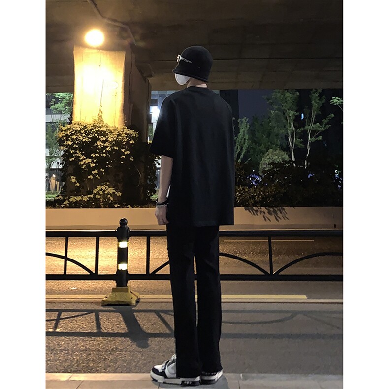 B221美式ins高街暗黑拉链小脚弹力破洞牛仔裤LK23060-P65控88,男装牛仔裤,电商B221