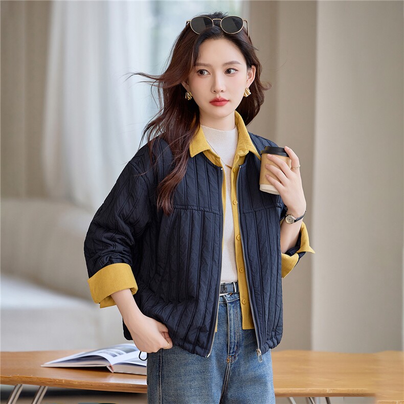 现货!2025年冬季时尚立领宽松纯色加厚女外套,女装棉衣/棉服,依恋蒂丝