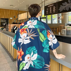 夏季男士印花短袖衬衫个性衬衣外套图片