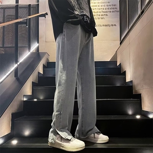 美式高街牛仔裤男韩版潮流裤脚开衩个性2023秋夏ins长裤RK923-P49图片