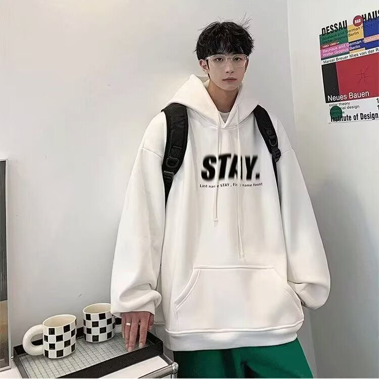 连帽卫衣男士秋季潮牌美式字母印花日系港风重磅宽松情侣上衣外套,女装短外套,星座506A