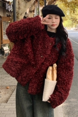 皮毛一体羊羔毛外套2C317A-8828-P205-K289，女装短外套，2C317A
