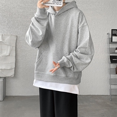 灰色cleanfit男生短款卫衣美式重磅连帽大帽衫廓形外套潮WY004P48，女装短外套，电商B312