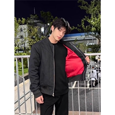 ins质量红内短宽版型夹克日系慵懒流行新款潮流简约文艺时尚，男装夹克，星座601-1