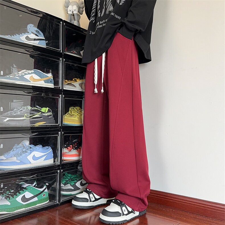 特批P30无差价2025安哥拉红菠萝格拼接休闲裤男潮大码拖地裤K1696，男装休闲裤，电商A001-1