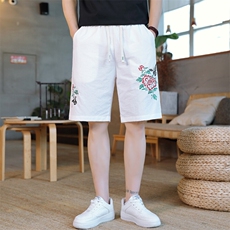 风大刺绣短裤男中式休闲百搭五分裤沙滩裤XZ310B-3-DK1905-P27，男装牛仔裤，星座310B-3