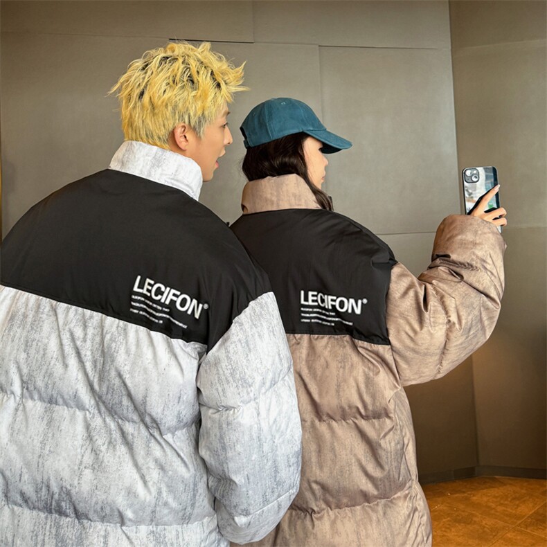 2025情侣棉衣棉服迷彩印花拼接面包服立领棉袄外套1613C-P70,男装棉衣,星座207