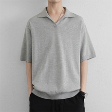 美潮亨利衫短袖t恤男翻领新款宽松polo衫男半袖打底衫上衣服，男装T恤，星座914