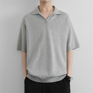 美潮亨利衫短袖t恤男翻领新款宽松polo衫男半袖打底衫上衣服图片