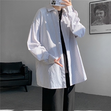 春夏条纹衬衫男长袖薄款痞帅高级感宽松慵懒风大码衬衣CS29003P45，男装衬衫，电商B312