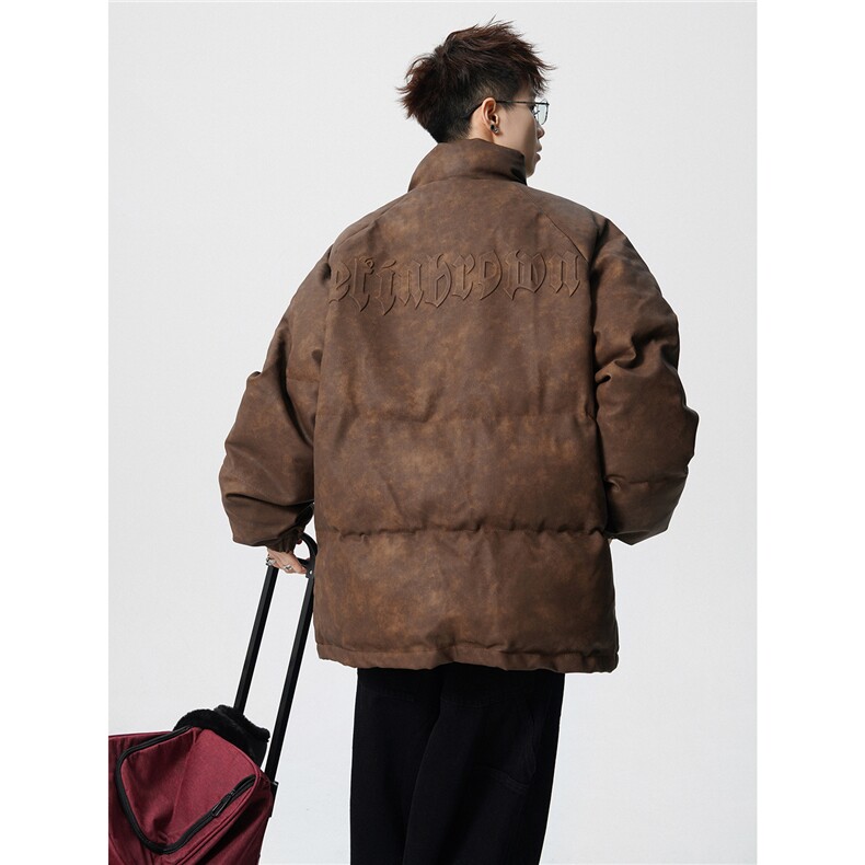 PU皮复古做旧钢印大码M-5XL棉衣男MY77096P130控198抖控228,男装棉衣,星座226-1
