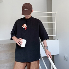刺绣休闲五分袖宽松短袖潮夏季薄款男士T恤潮流A266-T160-P55，男装T恤，电商A266