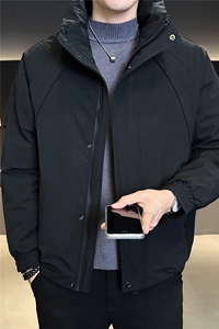 9803-M-3XL-P205店主风冬季休闲纯色男士羽绒服立领简约百搭外套图片