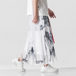 夏季 风汉服古风仙气一片式裙裤中性百褶马面裙情侣 K239/P75图片