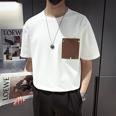 时尚设计感拼接短袖T恤男夏季男装宽松休闲五分袖上衣T579，男装T恤，星座1116A-2（原606A-1）