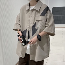 短袖衬衫男夏季小众设计感休闲高街潮牌衬衣外套CS0793-P35，男装衬衫，星座308B-1