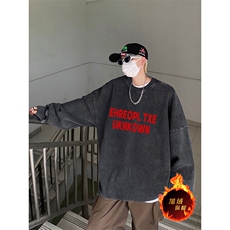 得物抖音高品质二开360克重磅做旧炒雪花纯色圆领水洗卫衣1525，男装卫衣，电商A486