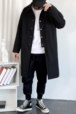 春秋季风衣男中长款大衣男翻领通勤夹克男外套F55款P85室内爆景B，男装风衣，星座401