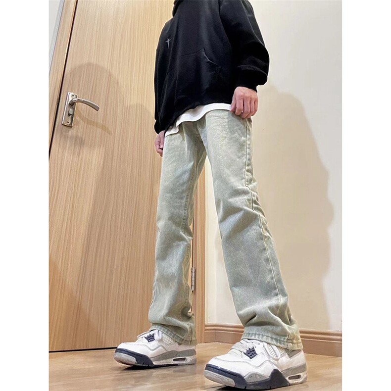 B221美式ins高街小众百搭纯色微喇牛仔裤LK22087-P55控78,男装牛仔裤,电商B221
