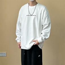 2025春季新款现货纯棉长袖T恤男潮牌宽松休闲上衣A351-AT2526-P40，男装T恤，电商A351