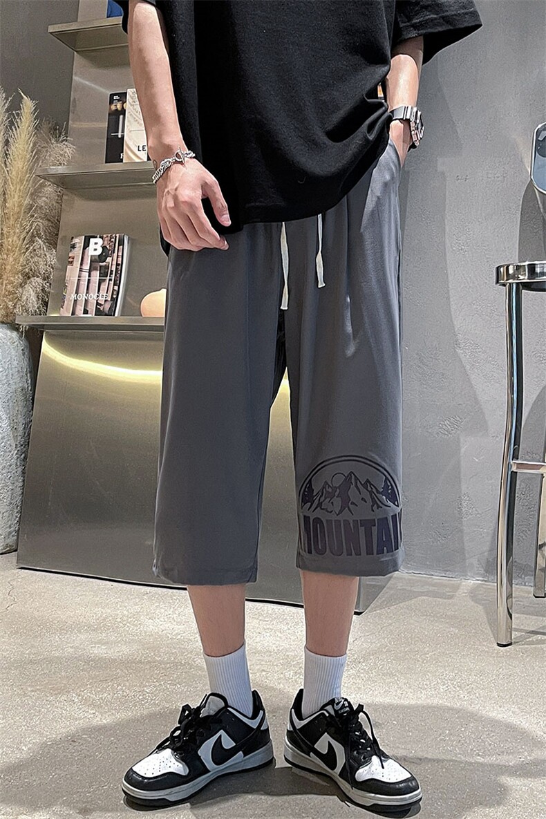 QK72255-P25冰丝七分裤男大码速干短裤男五分裤港风,男装休闲裤,电商A040