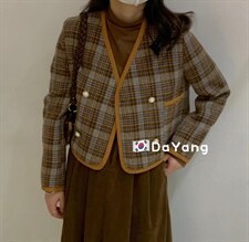 格子夹外套，其它，卡薇尔