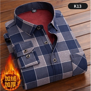 外贸跨境2026秋冬特价男士加绒加厚衬衣大码商务经典格子衬衫，男装衬衫，星座1816-2（原1210–2）