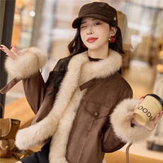 现货<鹅绒服>2025年冬季高端皮草狐狸毛加厚保暖韩版短款外套，女装皮草，众宇琦