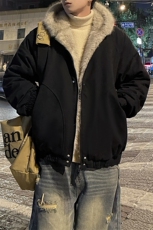 冬季新款外景美式毛领连帽夹克棉服男潮复古宽松外套MF00372/P135，男装夹克，电商B316