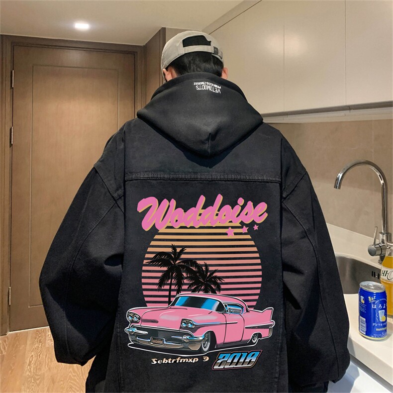 得物二开大货印花百搭牛仔夹克大码宽松休闲牛仔外套JK1263-P88,男装工装外套,星座1103-3