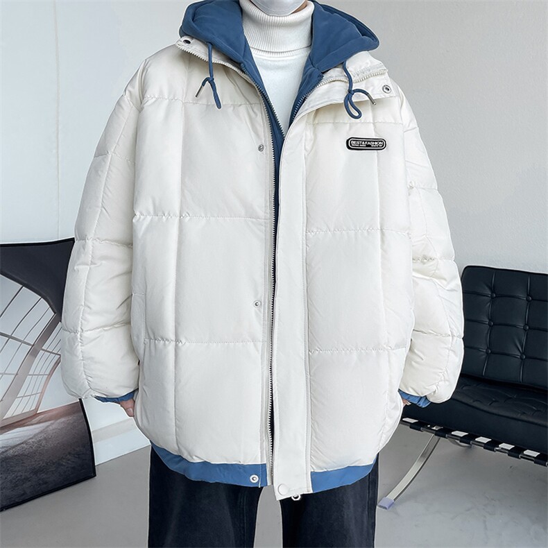 冬季加厚连帽棉服男格子假两件棉衣潮流棉袄青年A266-WMY2311-P75,男装棉衣,电商A266