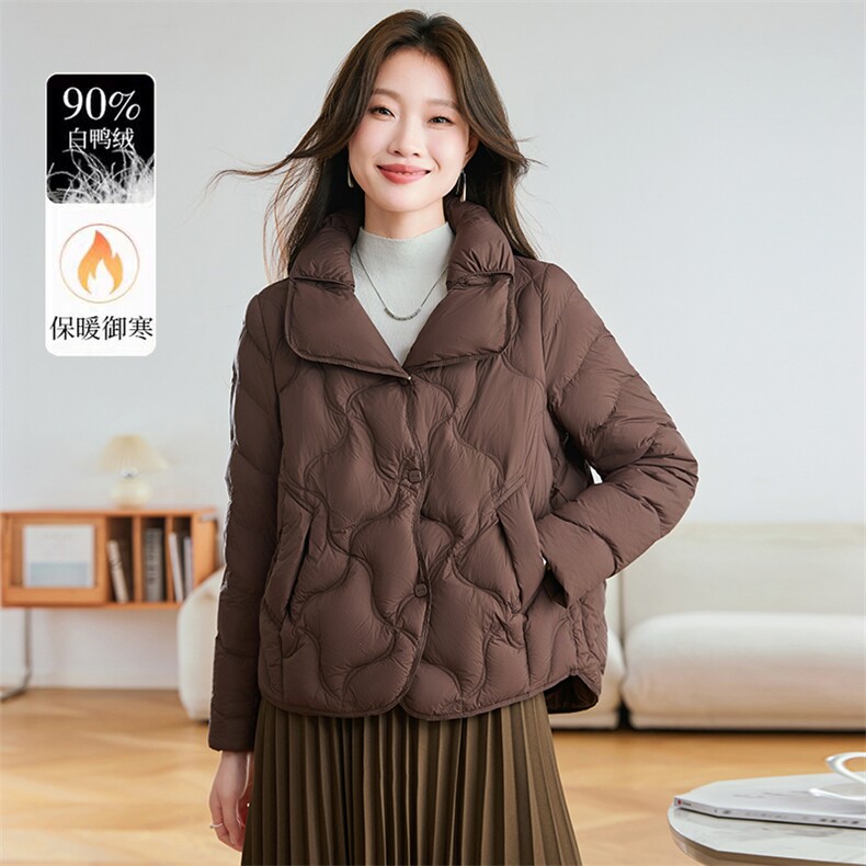 （现货）2025年冬季短款保暖90白鸭绒羽绒服，女装羽绒服，深妍伊美
