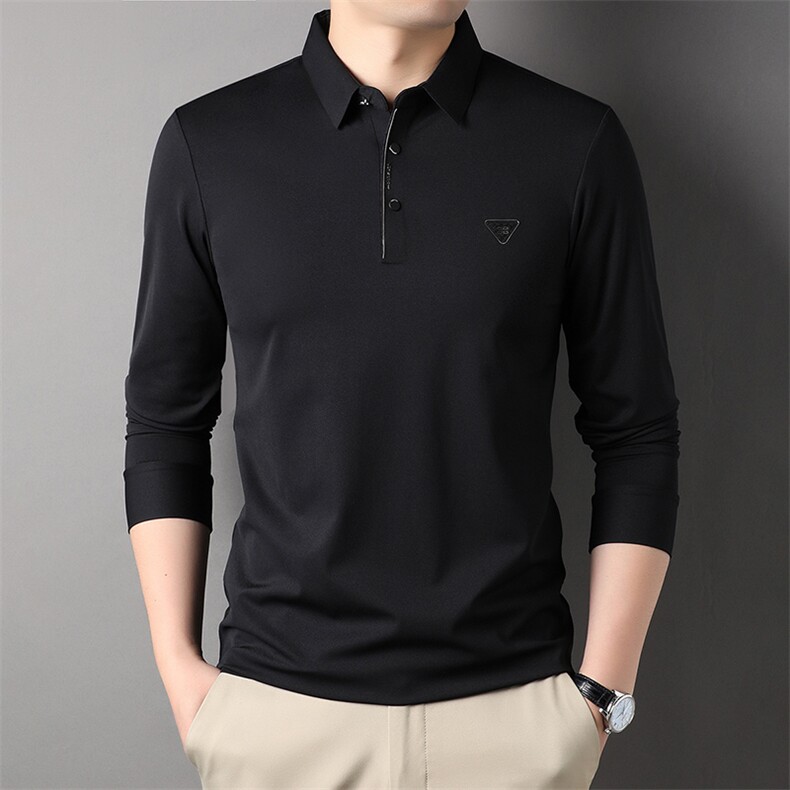 AG7733钱塘2020-3中年男士春秋新款薄款纯色商务休闲T恤P75，男装衬衫，钱塘207-3