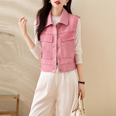 设计感圆领皮衣小马甲女短款2024春季新款精致潮流pu坎肩外穿马夹，女装马甲，潮流依族