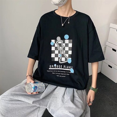夏季潮牌男士短袖t恤男潮流上衣情侣半袖体恤衫棋盘RT19P28，男装T恤，星座1116-2
